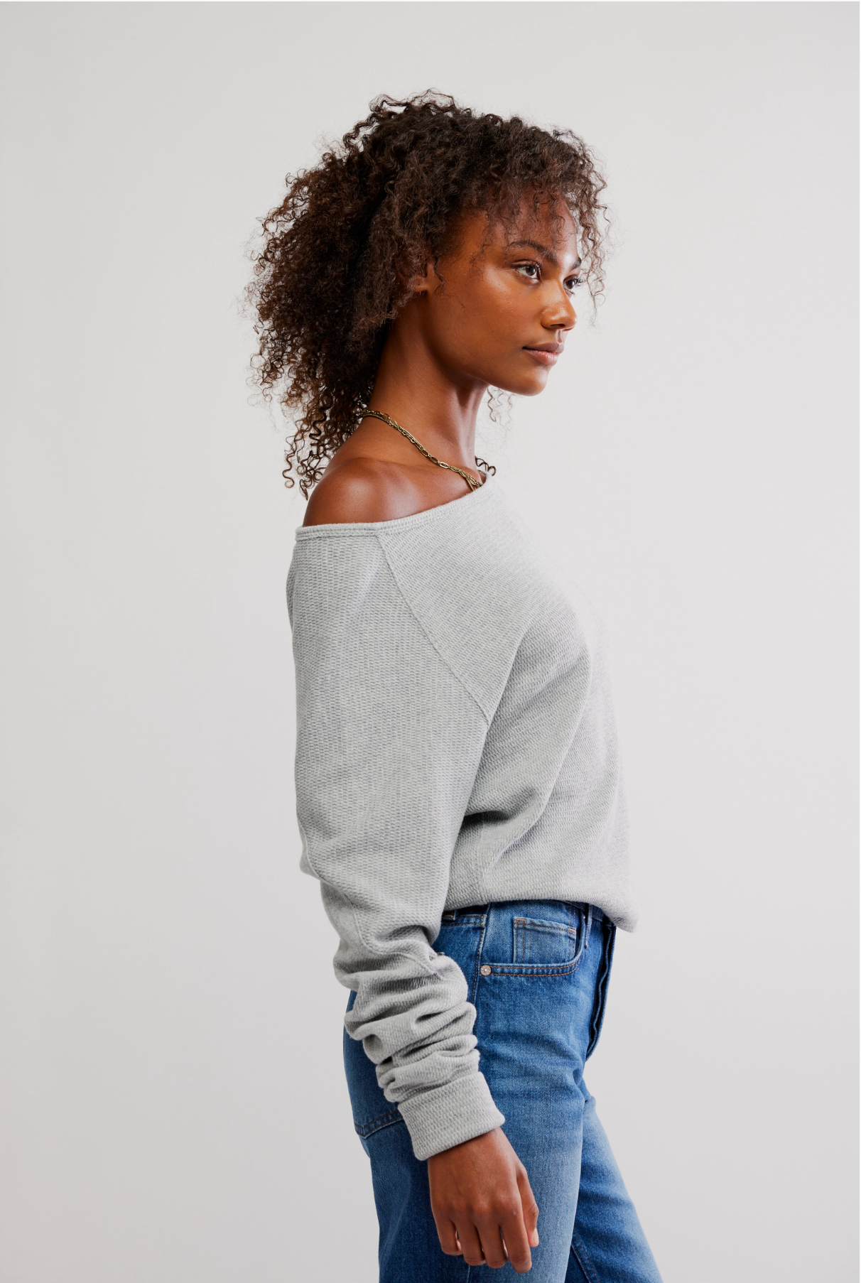 Free People Jess Long Sleeve Shirt - Heather Grey