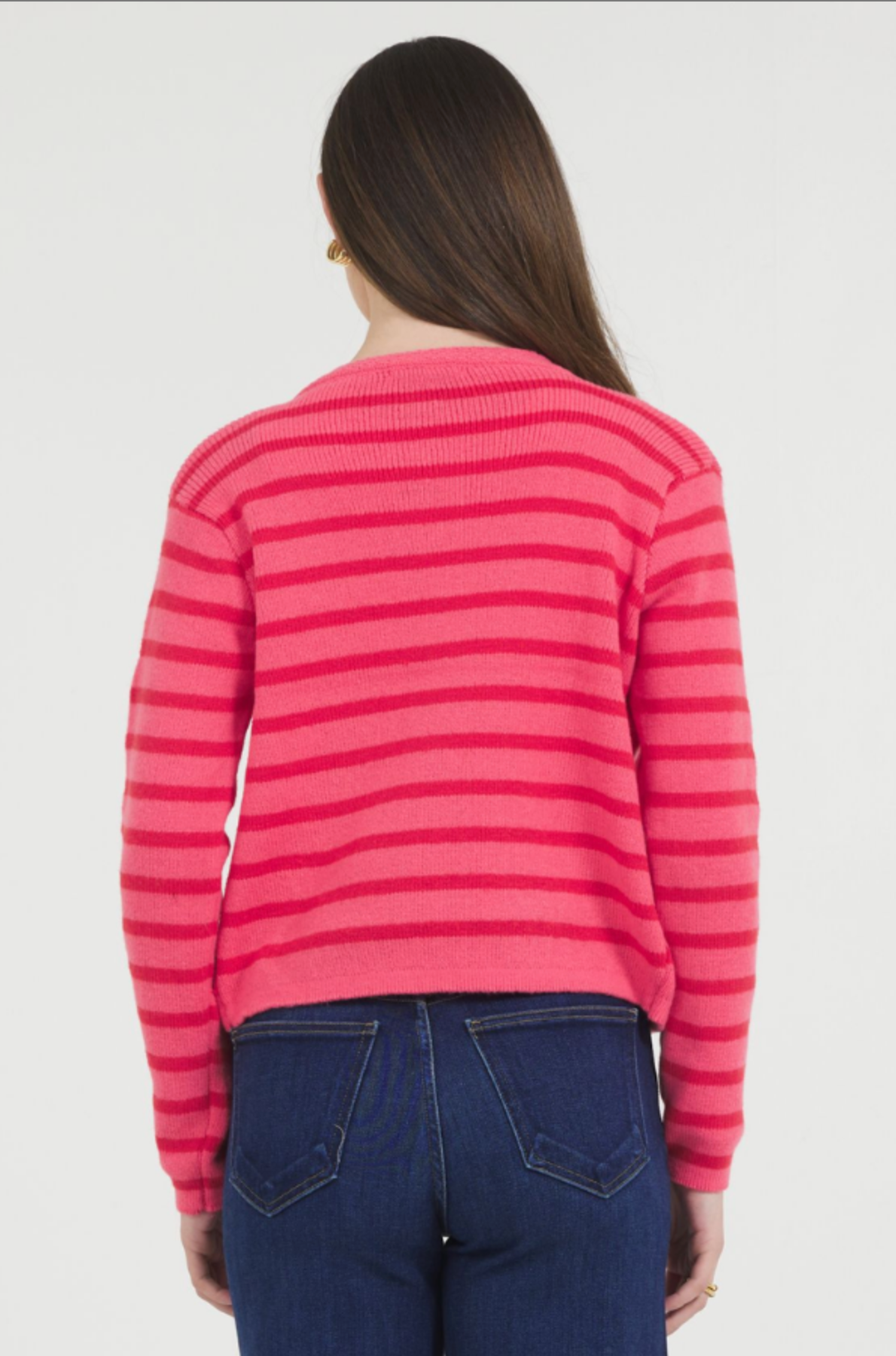 Stripe Cardigan - Pink/Red