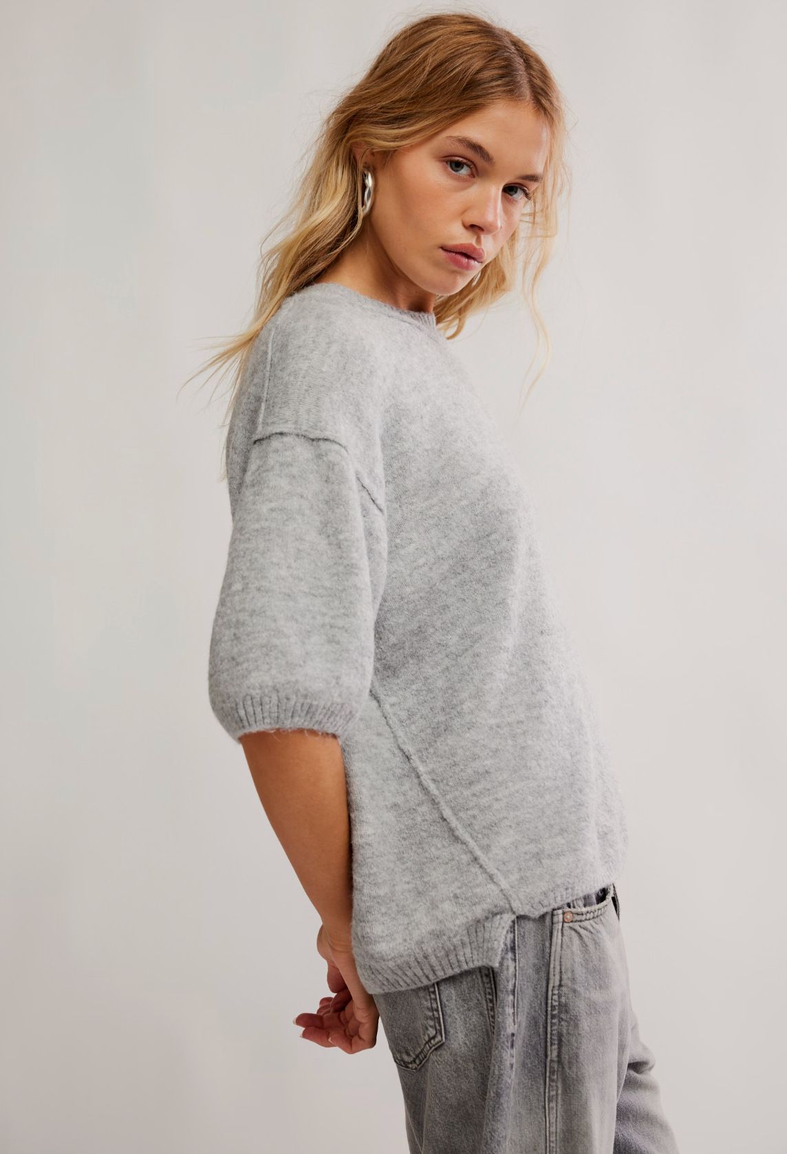 Free People Margot Sweater Tee Shirt - Heather Grey