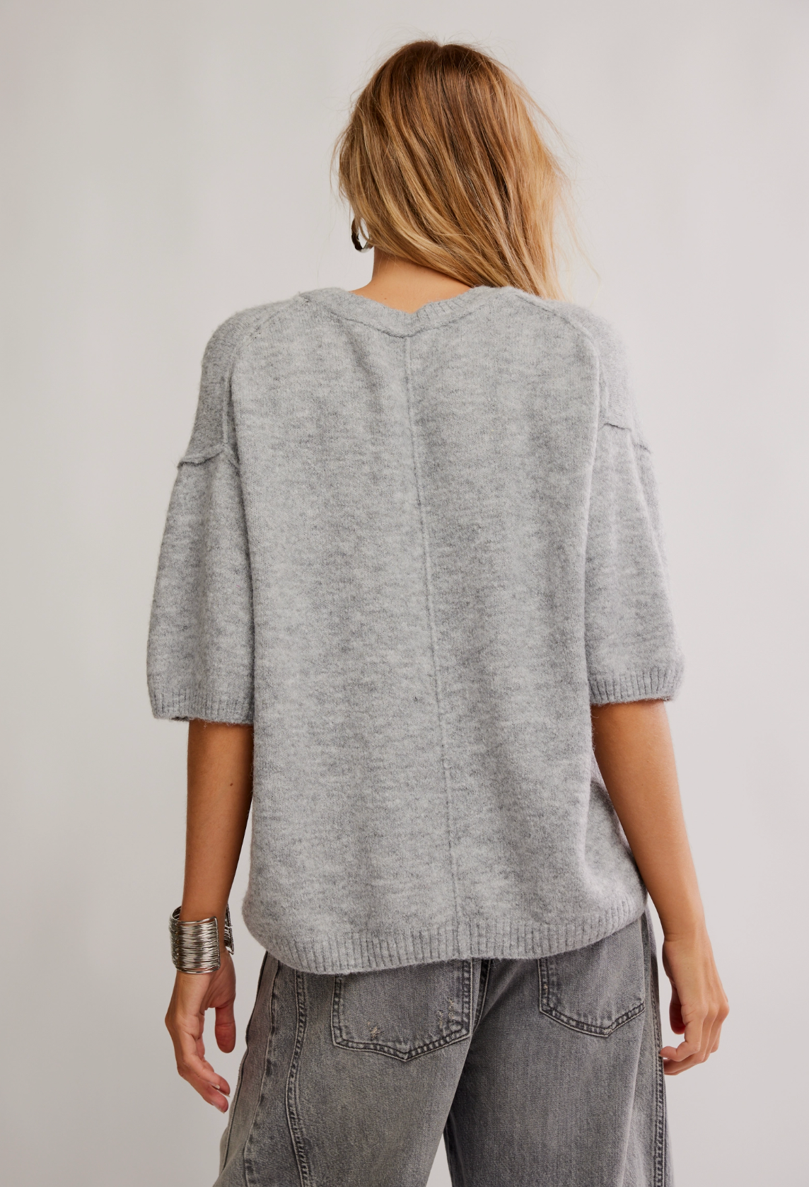 Free People Margot Sweater Tee Shirt - Heather Grey