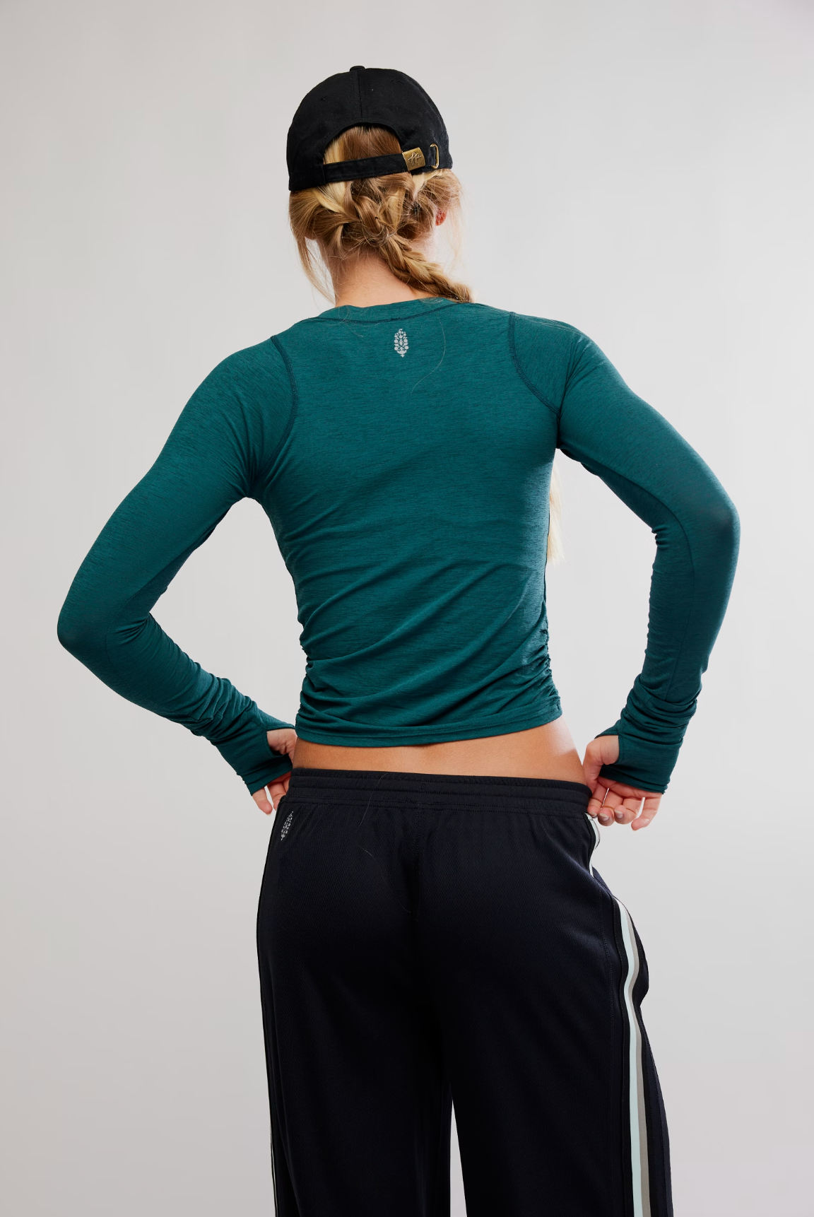 Free People Tempo Ruched Long Sleeve Shirt - Evergreen