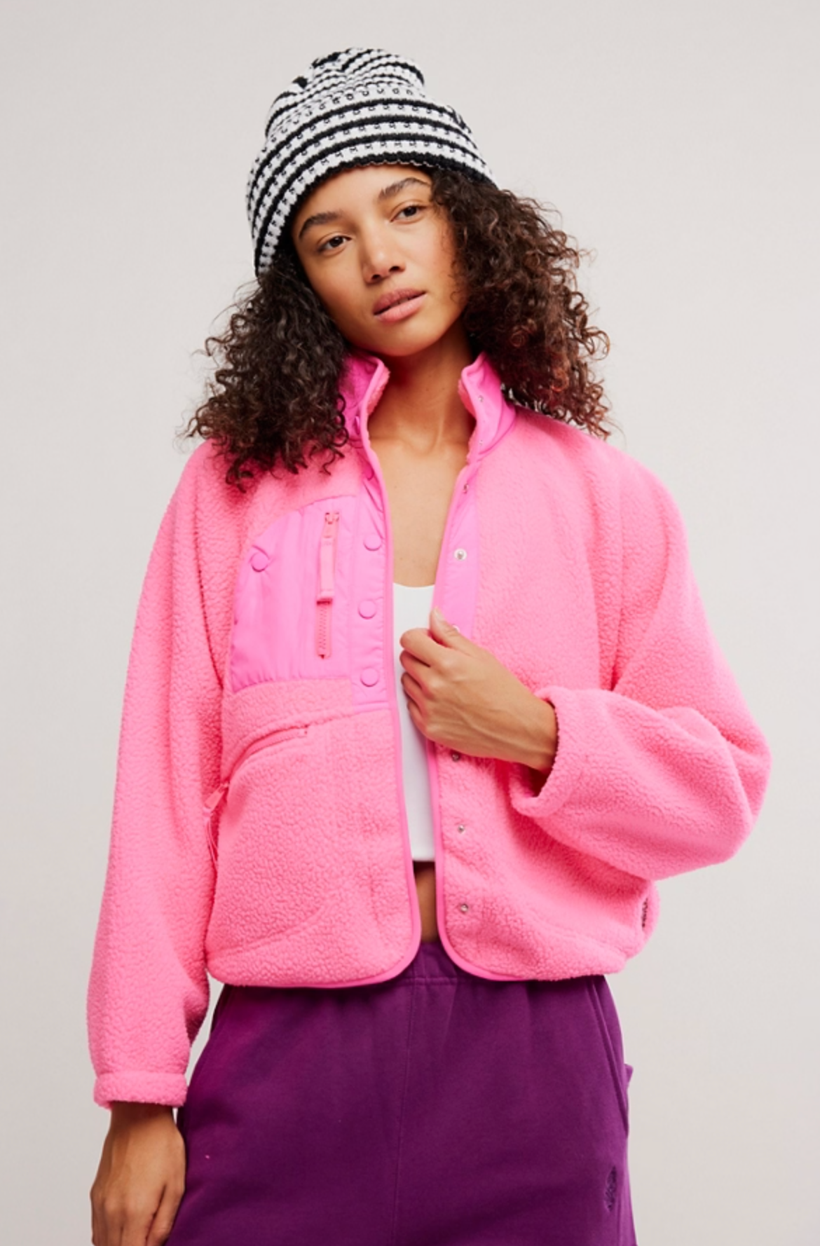 Free People Hit The Slopes Jacket - Hot Pink