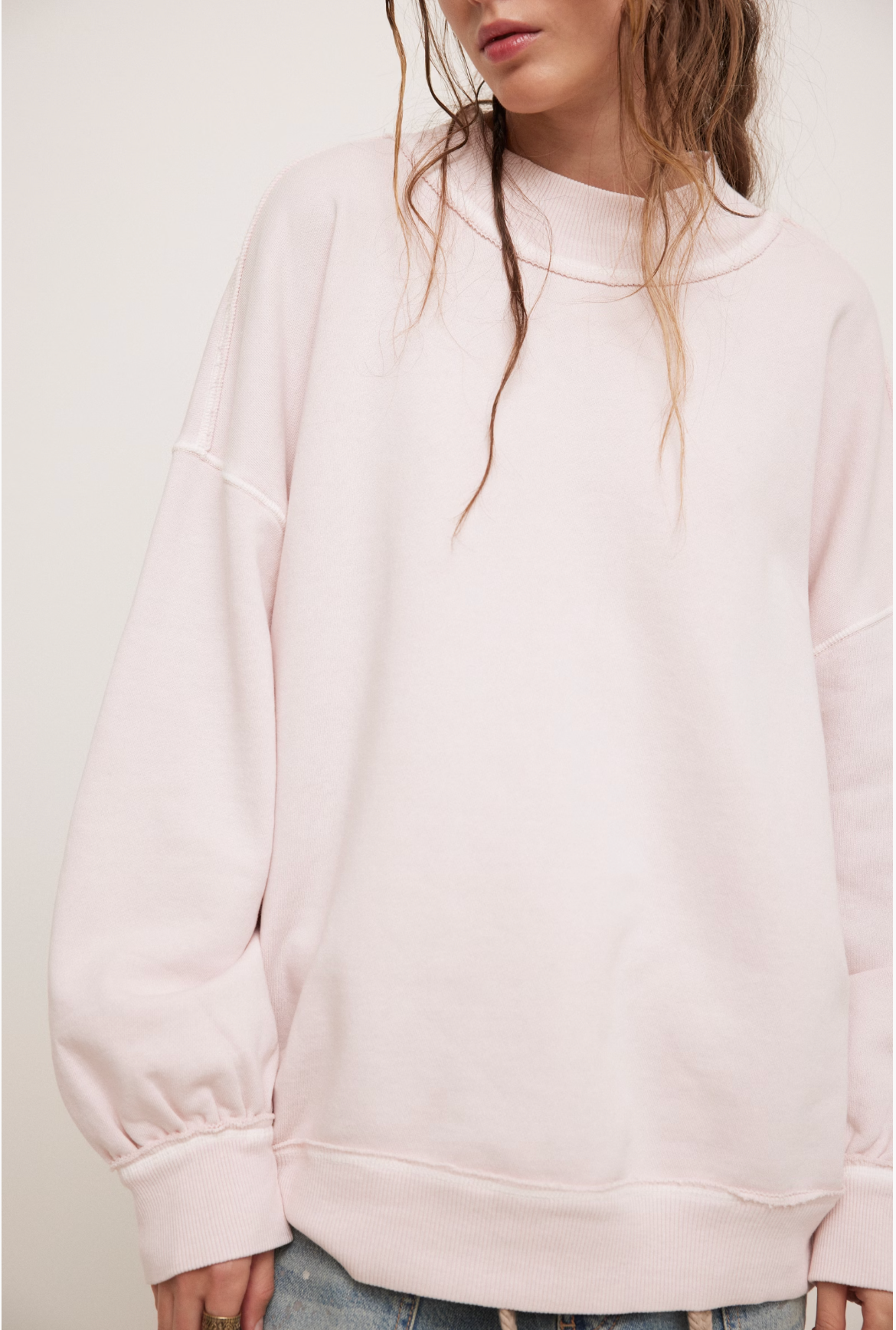 Free People Palm Springs Pullover Sweatshirt - Mauve Chalk