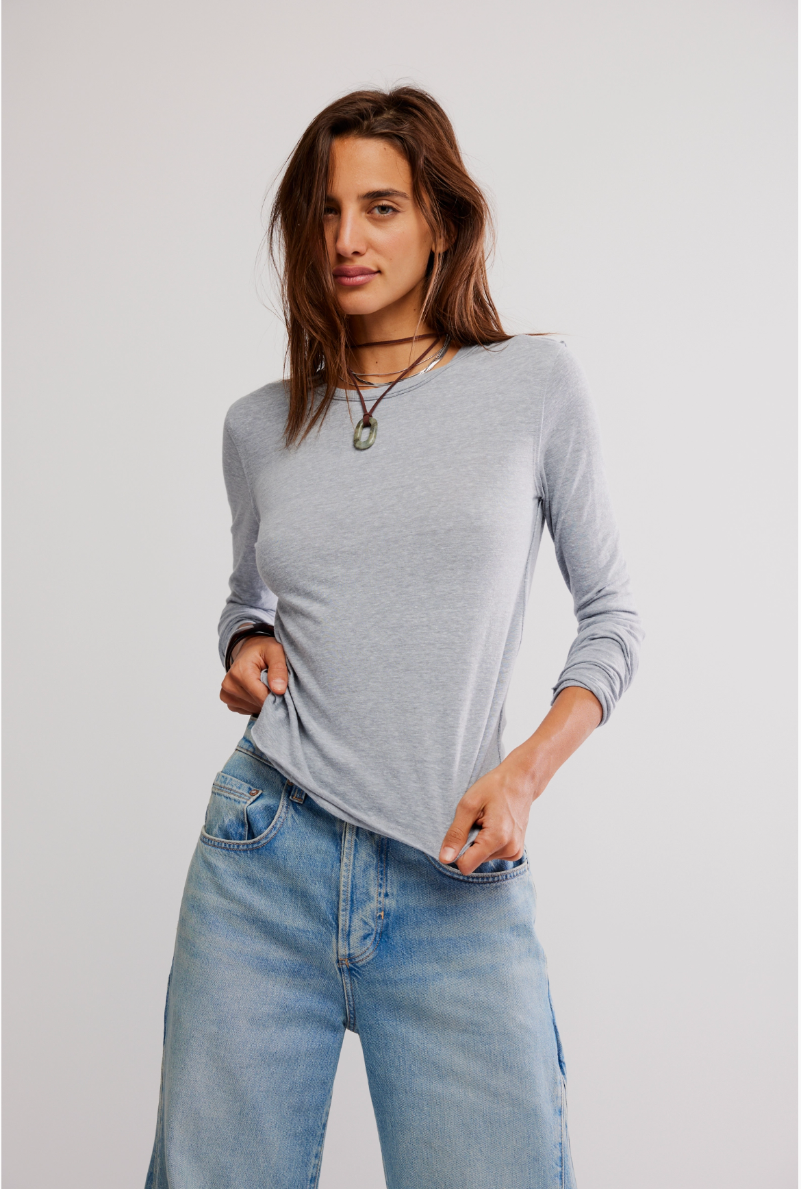 Free People Nova Long-Sleeve Tee Shirt - Greyhound