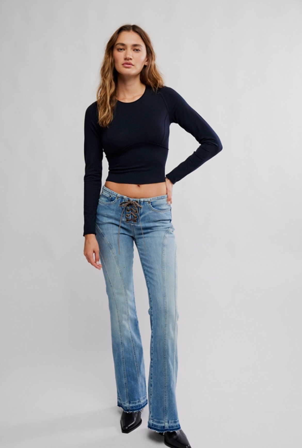 Free People Protagonist Long Sleeve Shirt - Black