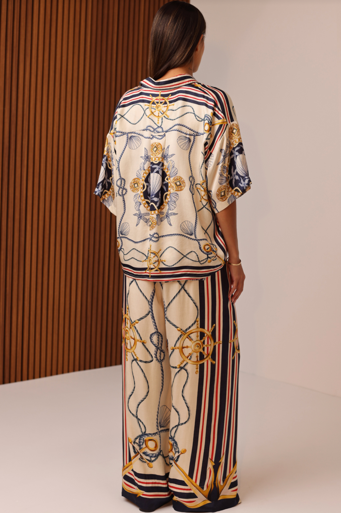 Caty Satin Pant - Nautical