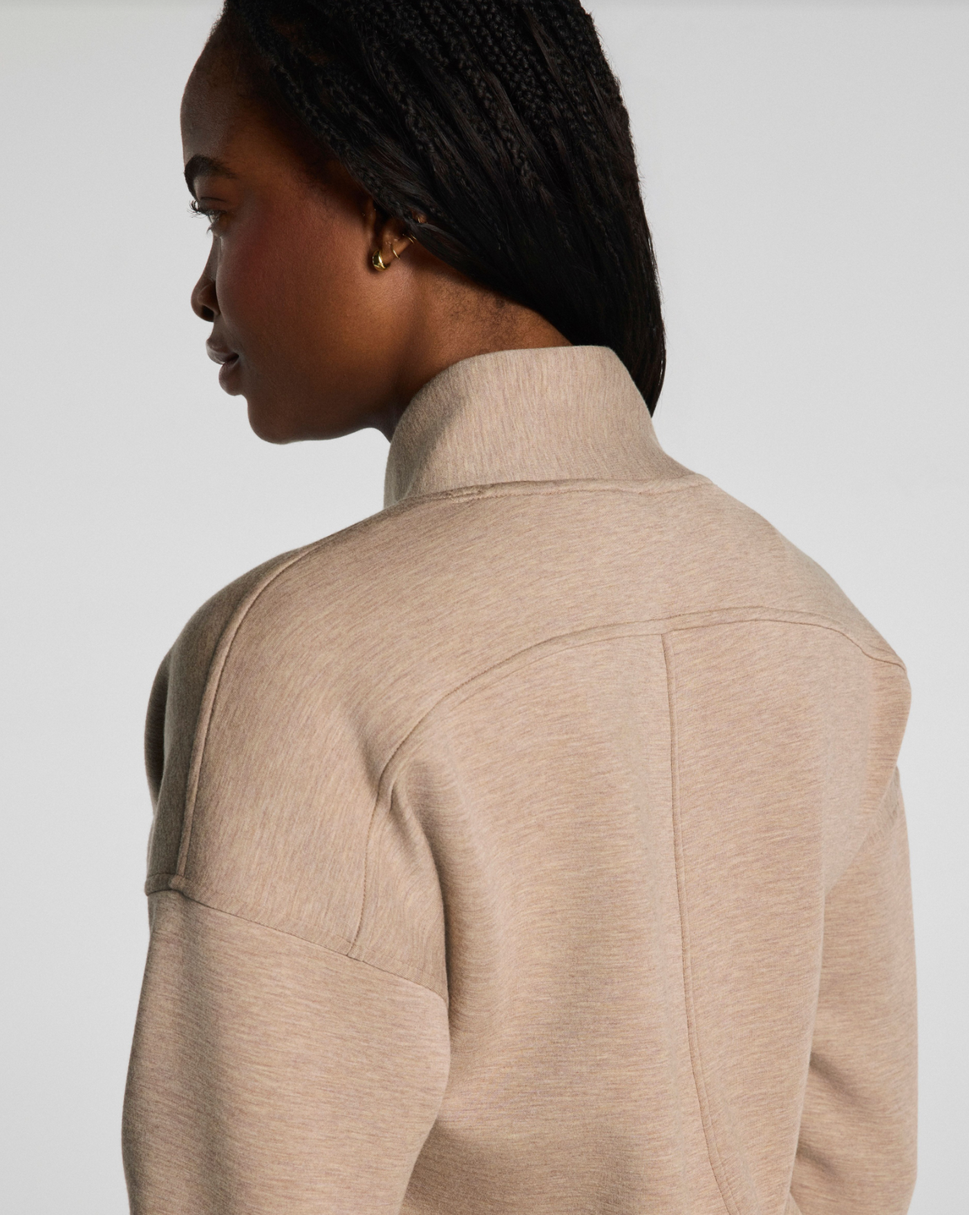 Spanx AirEssentials Shawl Collar Half Zip Sweatshirt - Dune Heather