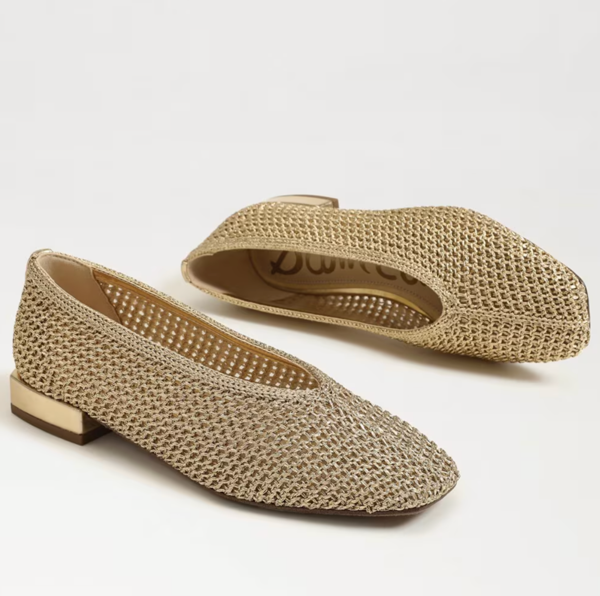 Sam Edelman Kasey Knit Ballet Flat - Amber Gold Woven Fabric