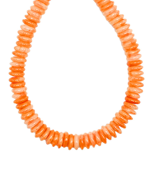 Disc Bead Necklace - Coral