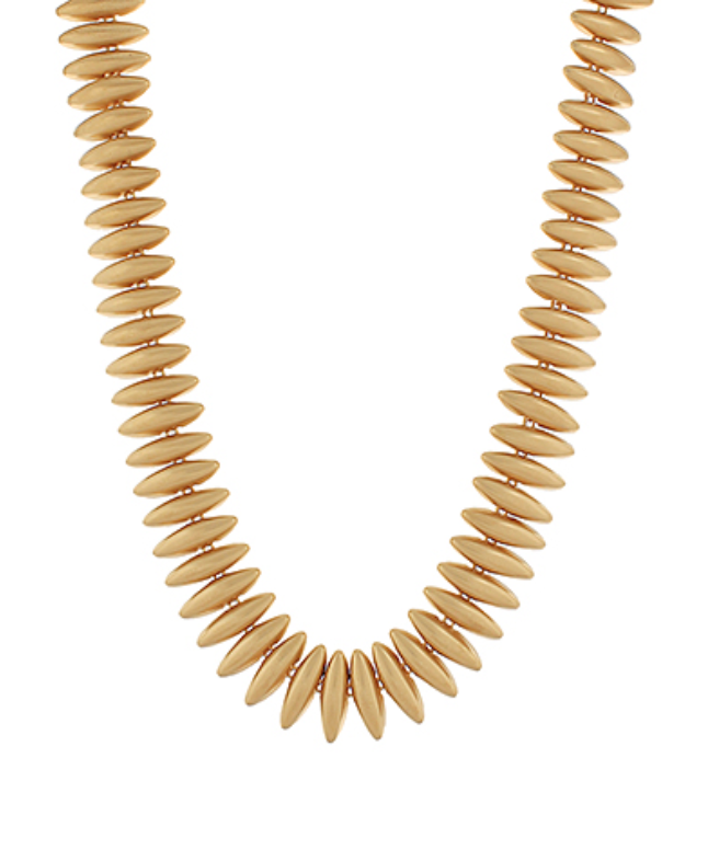 Geometric Half Oval Bead Necklace - Matte Gold