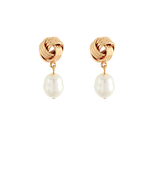Baroque Pearl & Organic Earrings - Gold
