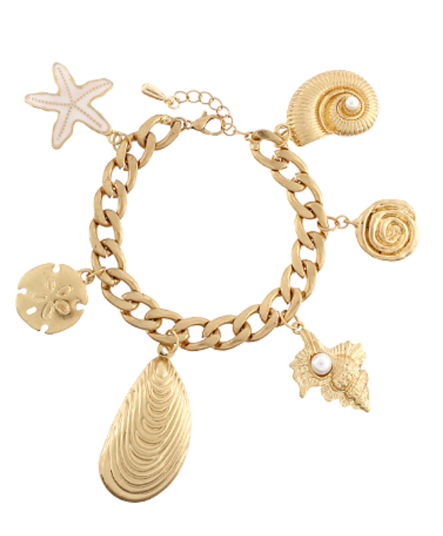 Sealife Multi Charm Bracelet - Gold