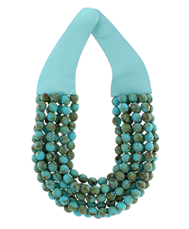 Beaded Magnetic Clasp Necklace - Turquoise