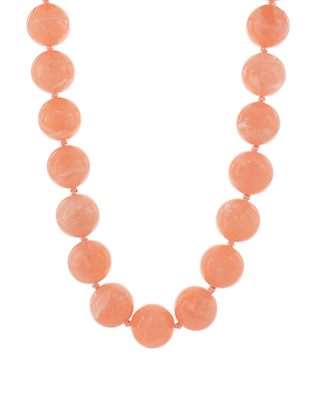 Marble Ball Bead Necklace - Peach