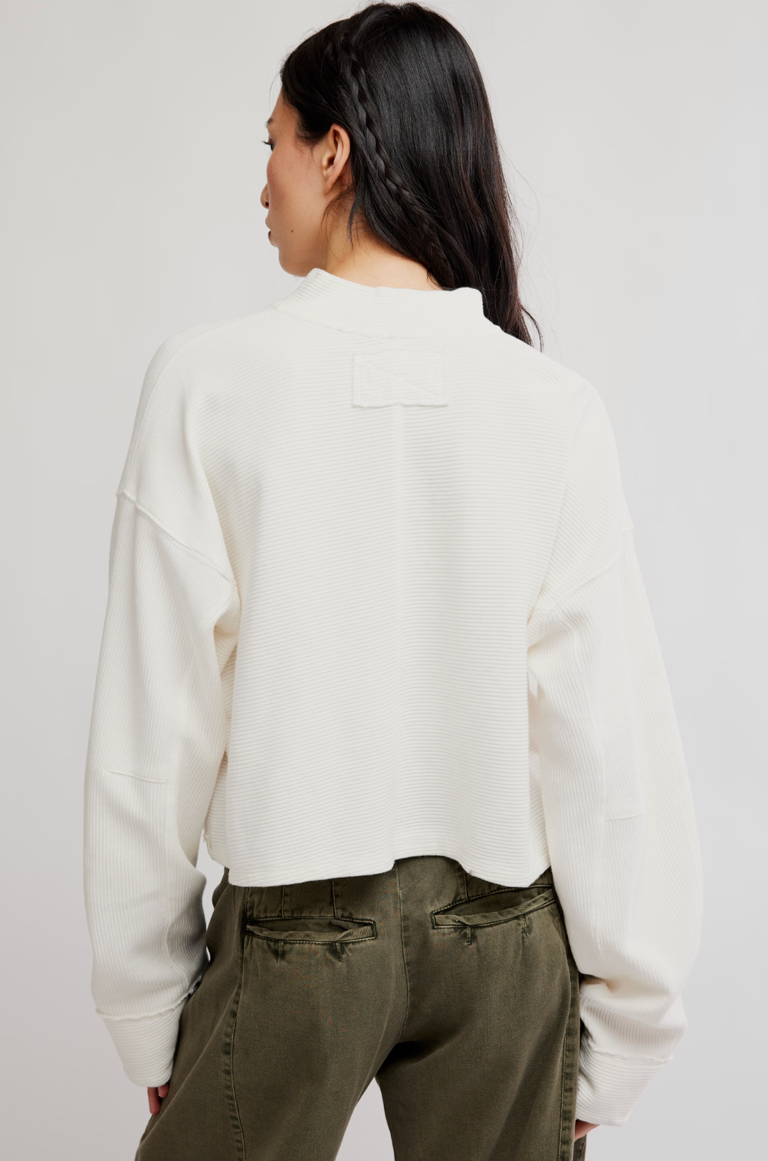 Free People Celeste Quarter Zip Top - Clean Ivory
