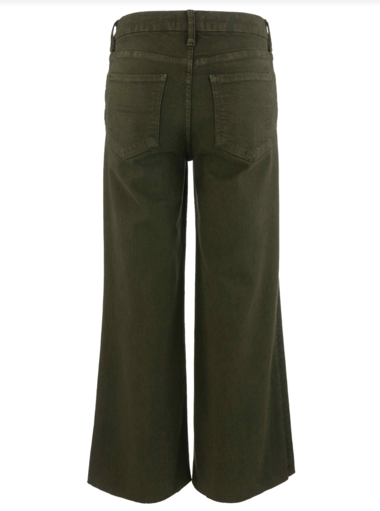 Meg High Rise Raw Hem Wide Leg Jean - Tuscan Olive