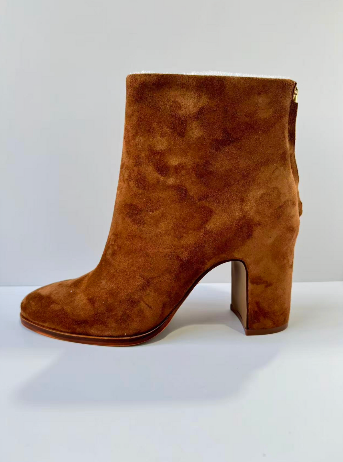 Noel Low Ankle Bootie - Cognac Suede