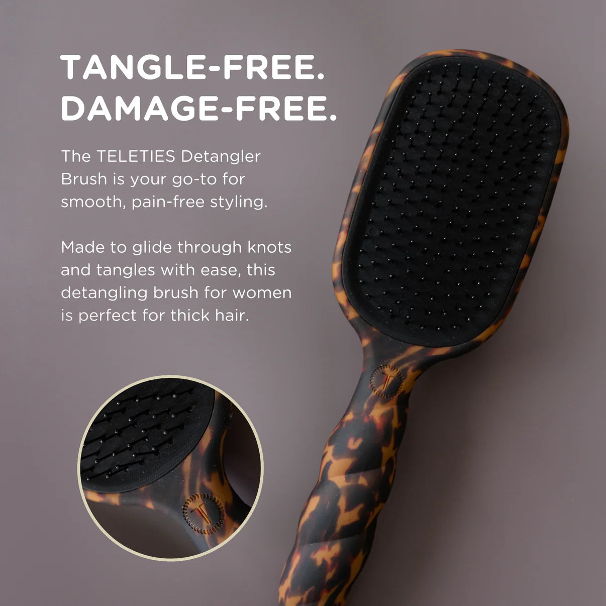 Detangler Hair Brush - Thick Hair - Tortoise