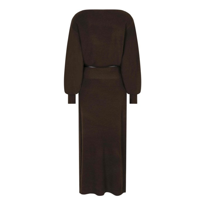 Long Boatneck Knit Sweater - Dark Coffee