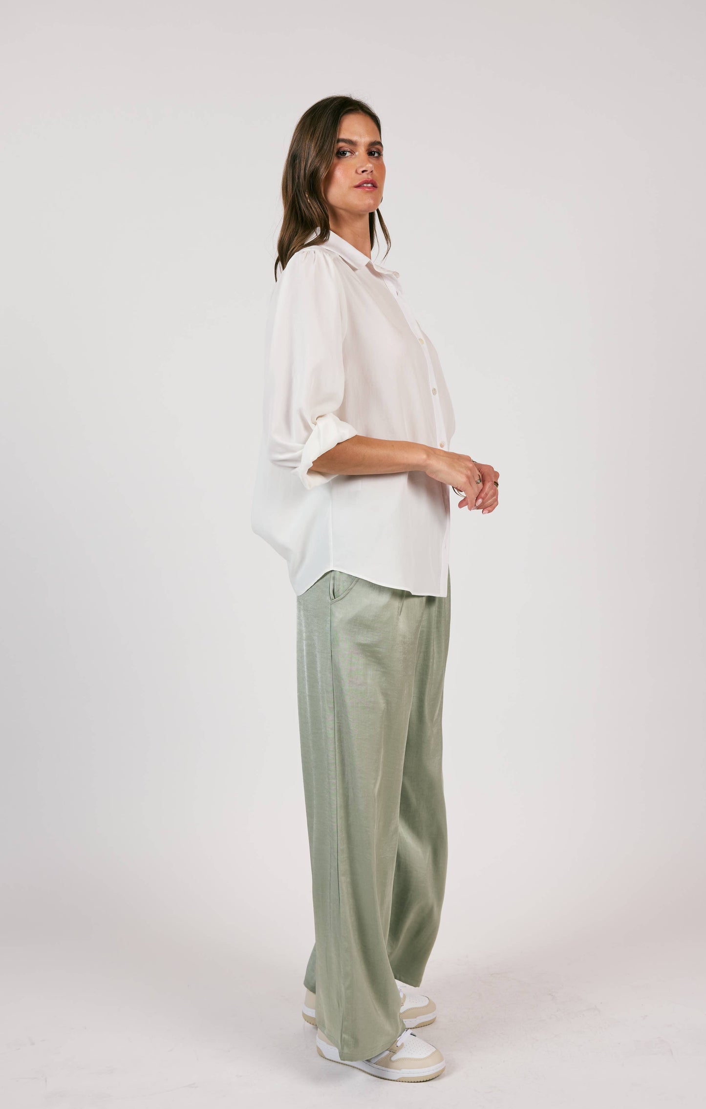 Stillness Yoked Splitcuff Buttondown Shirt - White