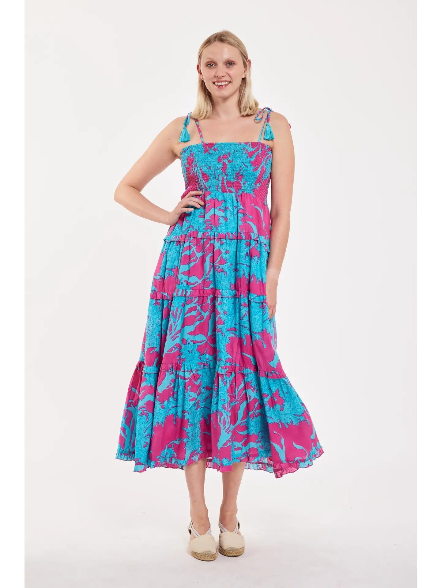 Dianora Maxi Dress - Big Coral Super Pink/Blue