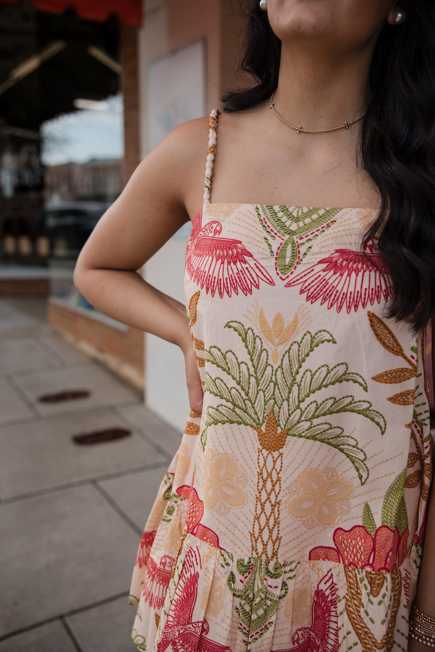 Scarlett Mini Dress - Stitchwork Hibiscus