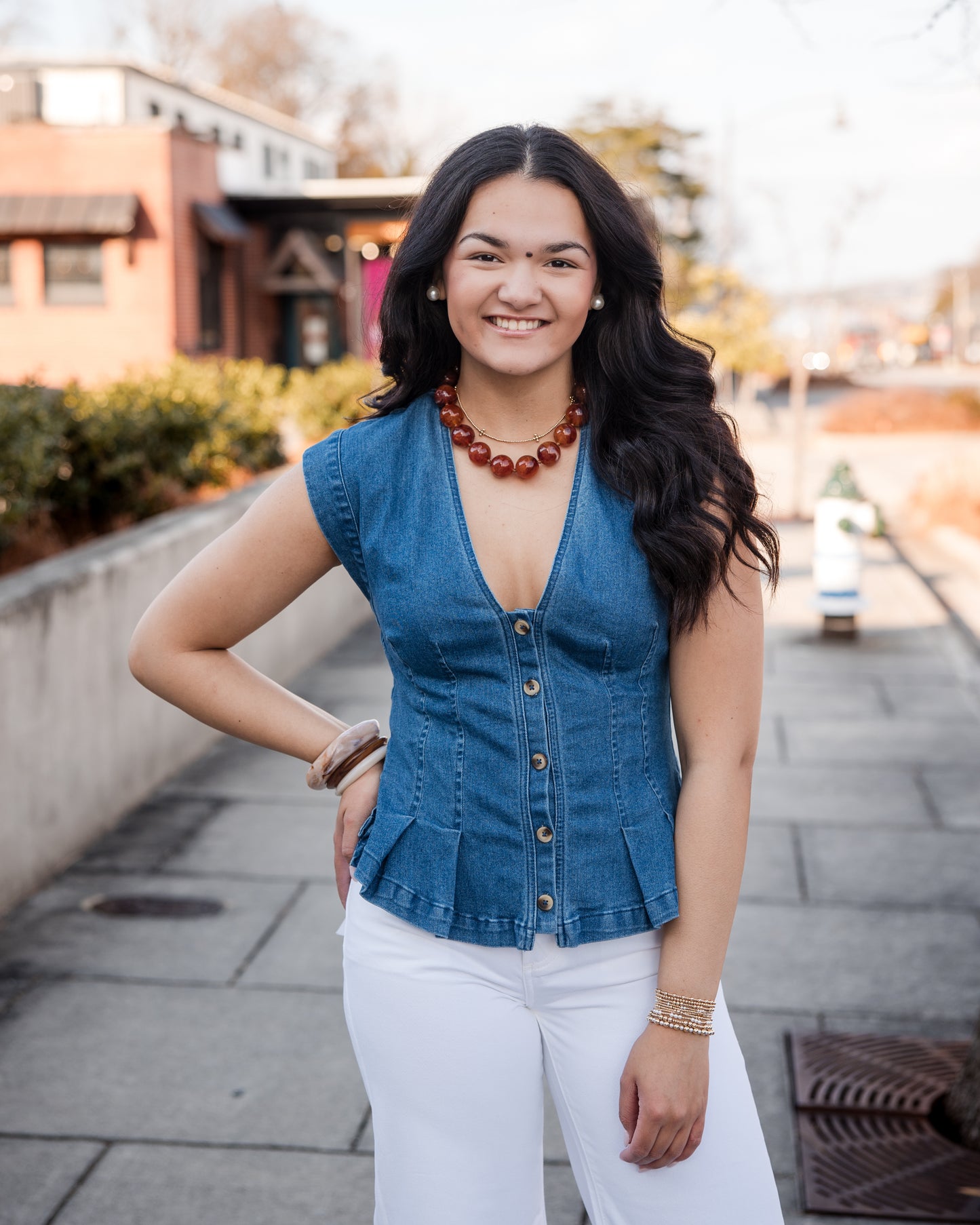 Free People Dylan Denim Vest - Medium Blue