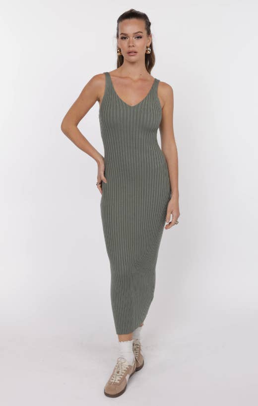 Gabi Sweater Top and Dress Set - Sage