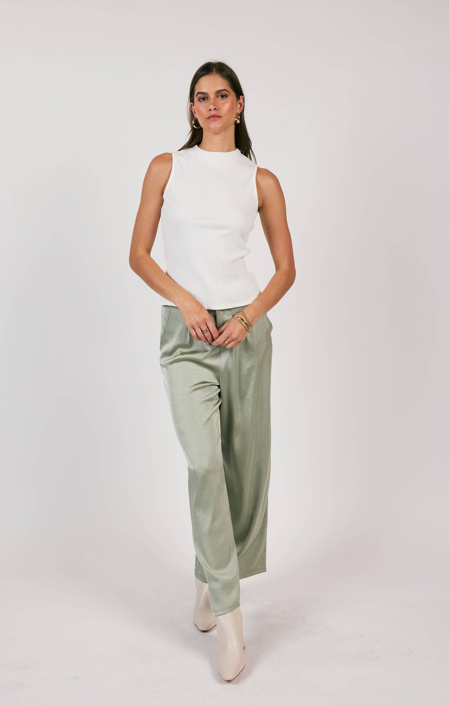 Take A Walk Mockneck Tank - Off White