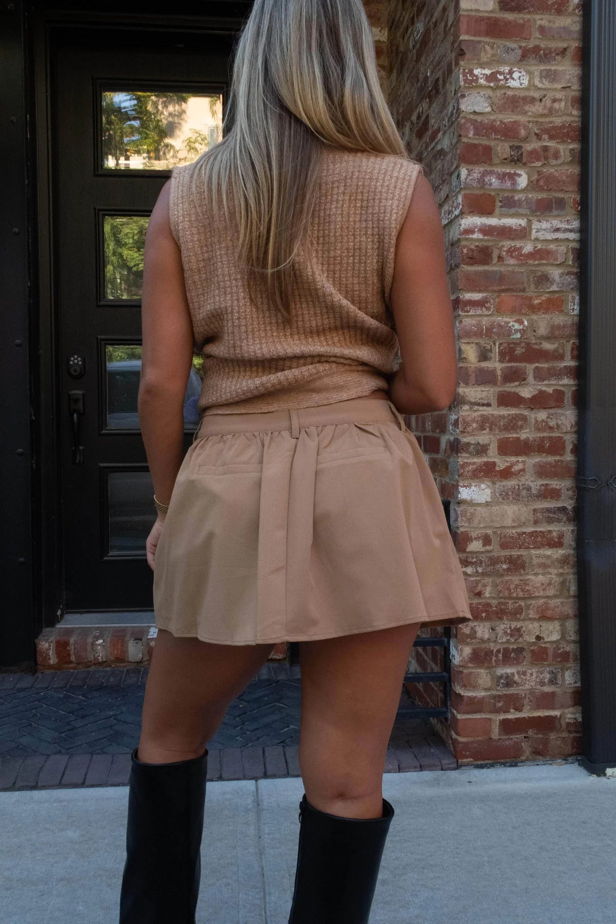 Pleated MIni Skort - Tan