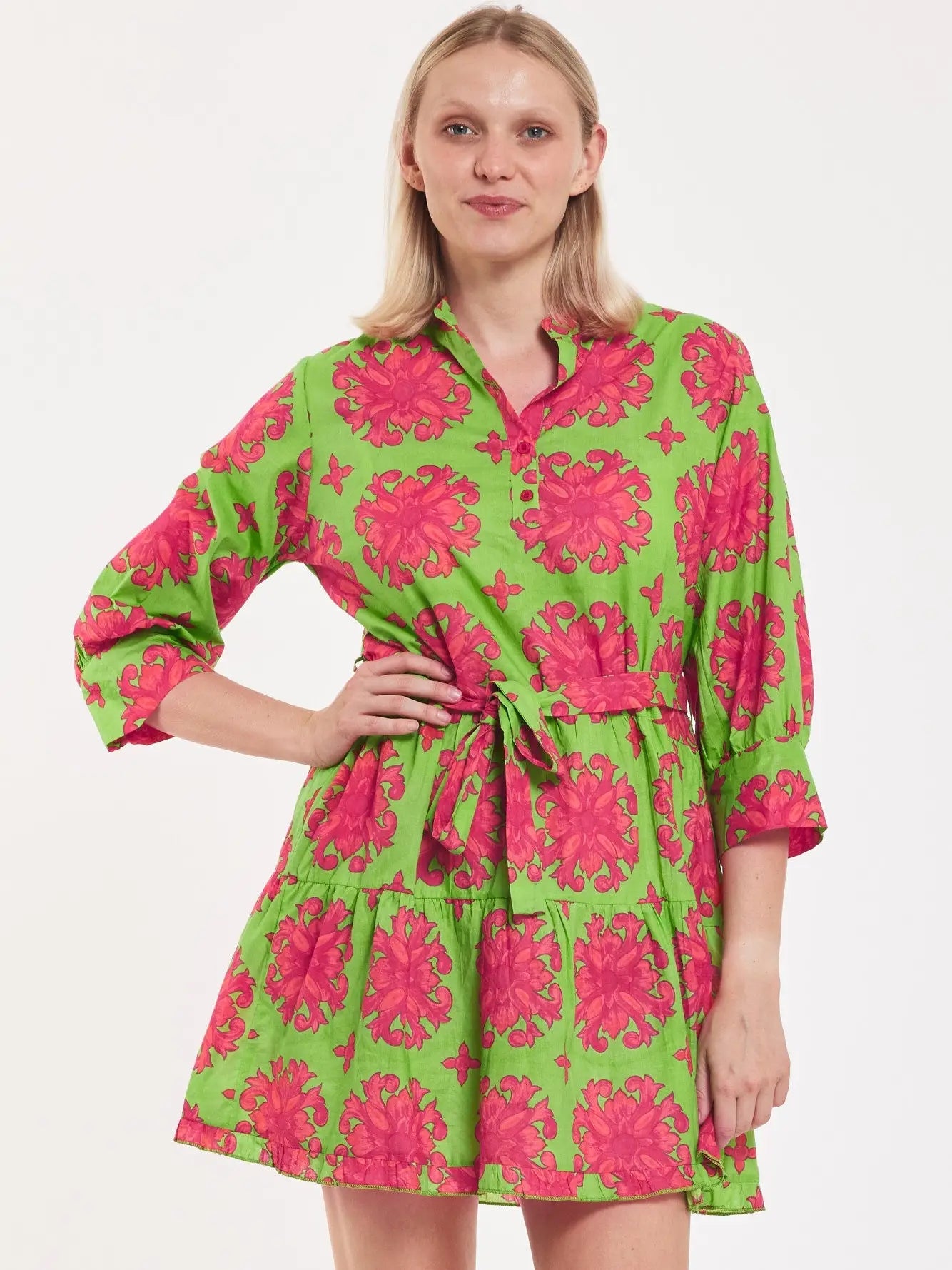 Alcee Dress - Baroque Tile Jasmine Pink