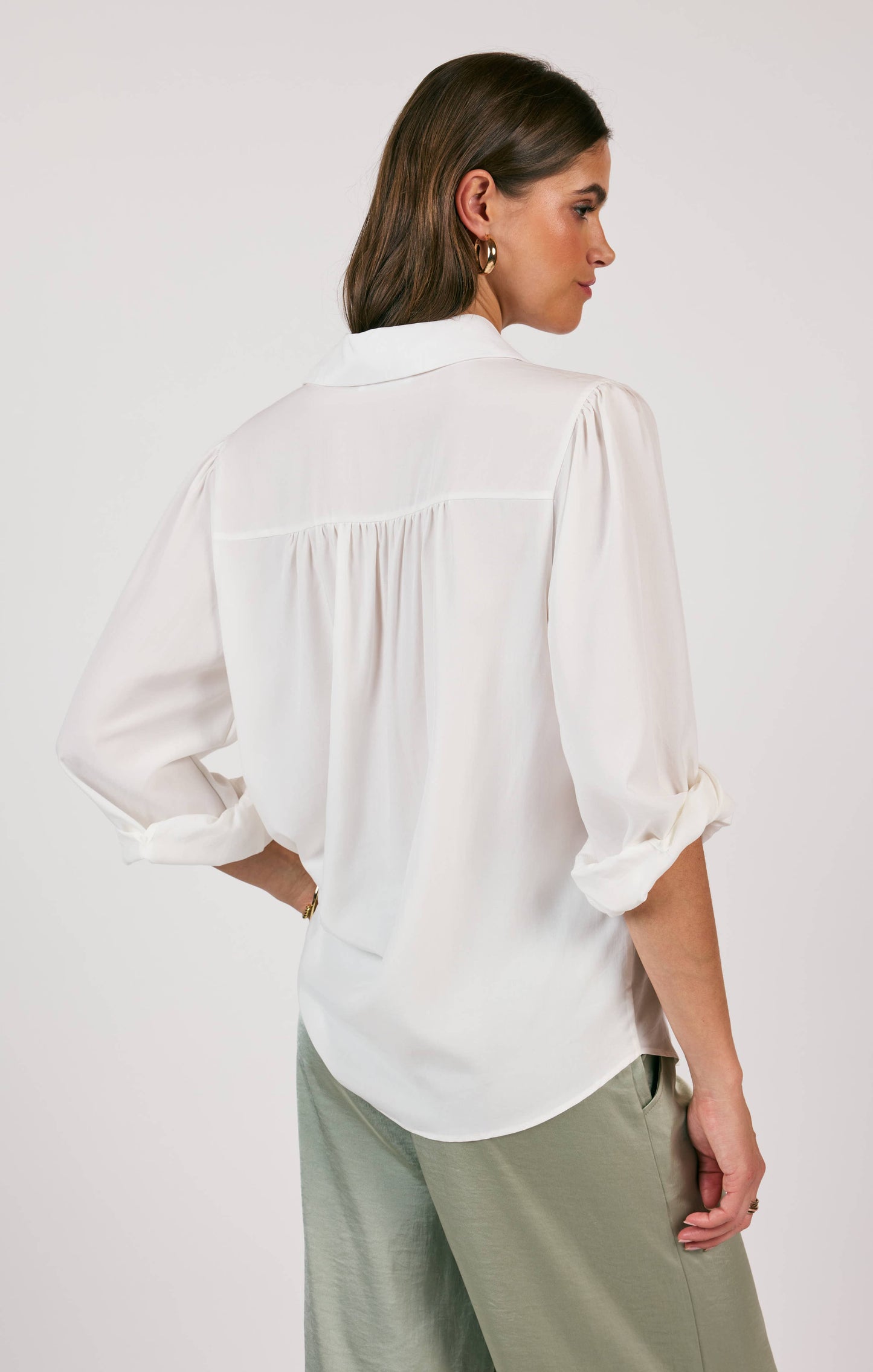 Stillness Yoked Splitcuff Buttondown Shirt - White