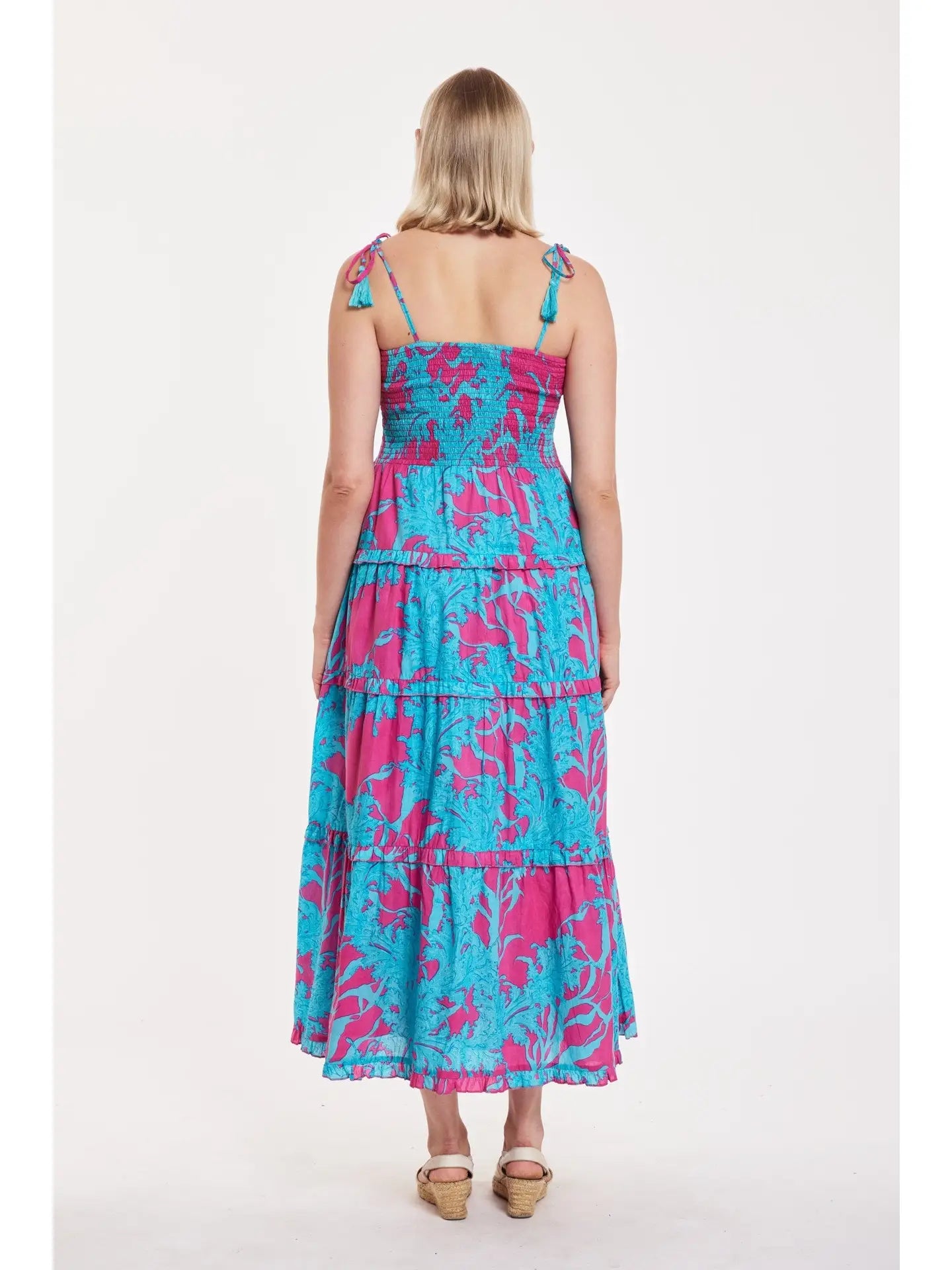 Dianora Maxi Dress - Big Coral Super Pink/Blue