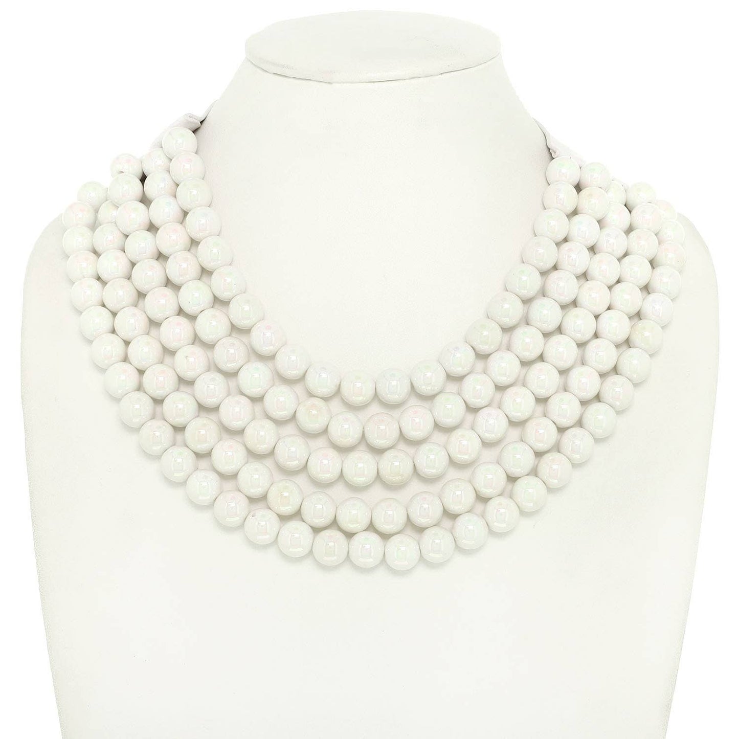 Multi-Strand Beaded Necklace - White