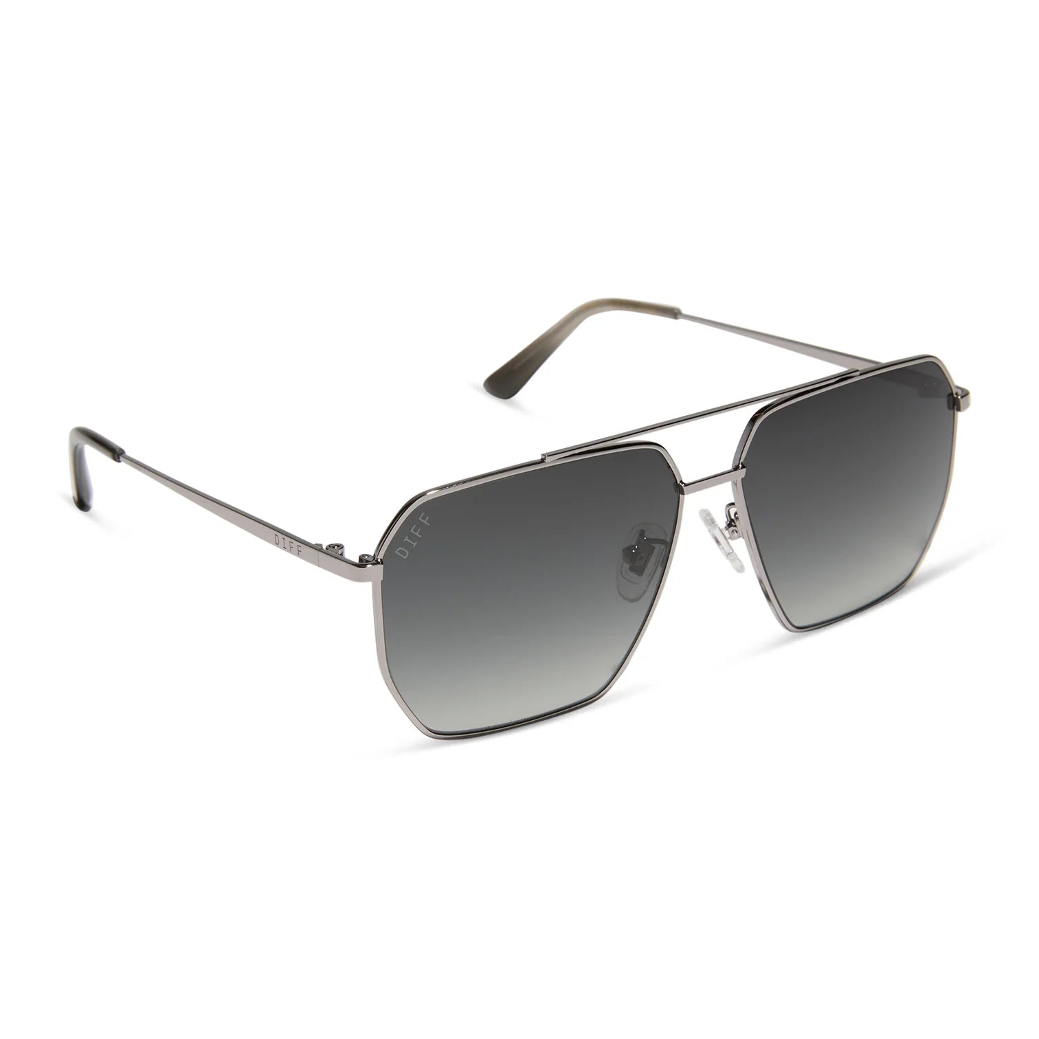 Diff Eyewear New Black and Silver Sunglasses Diff Eyewear Carson BK-GR39P Polarized Sunglasses Black  main image 2