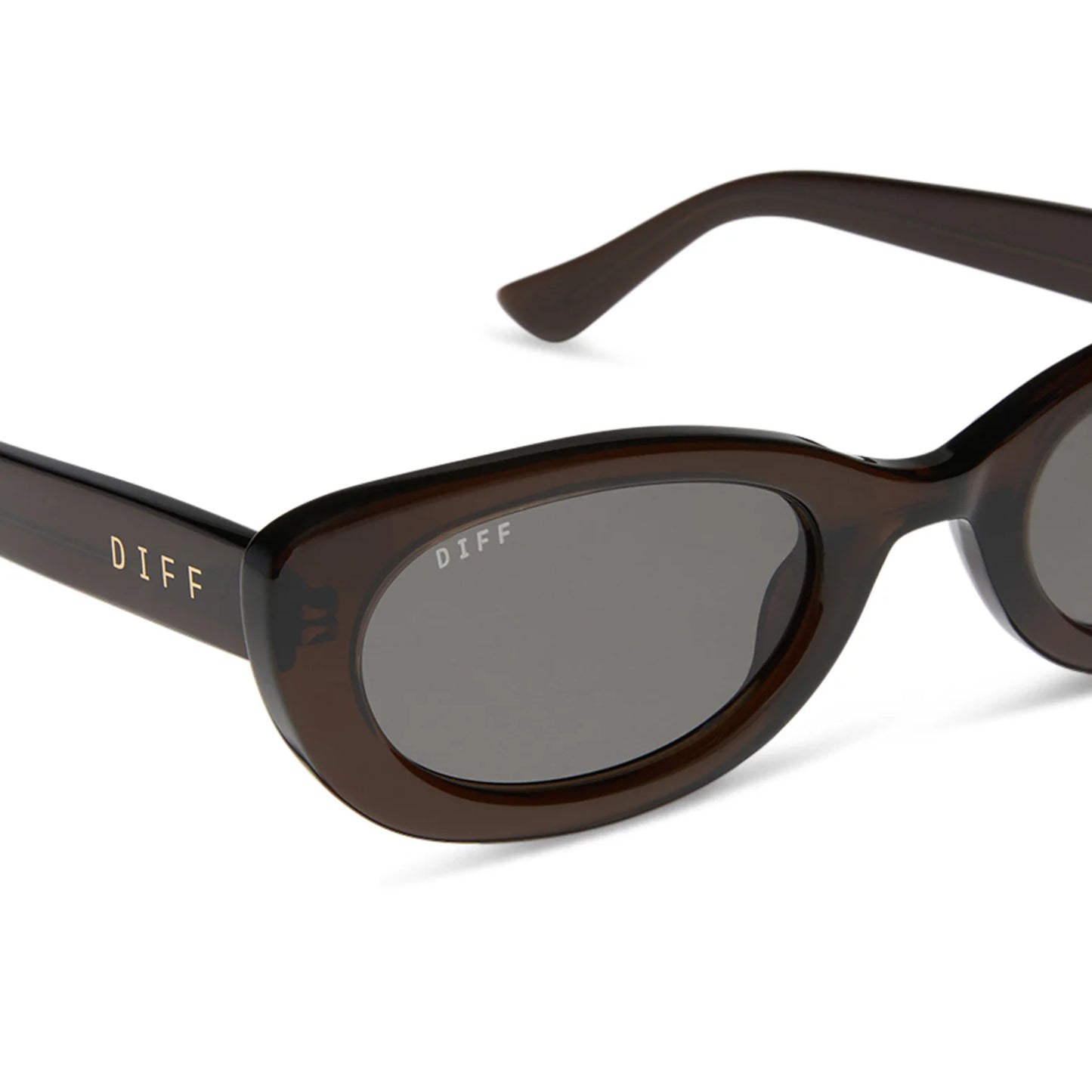 DIFF Eyewear Raya - Chocolate Crystal Grey Polarized Sunglasses