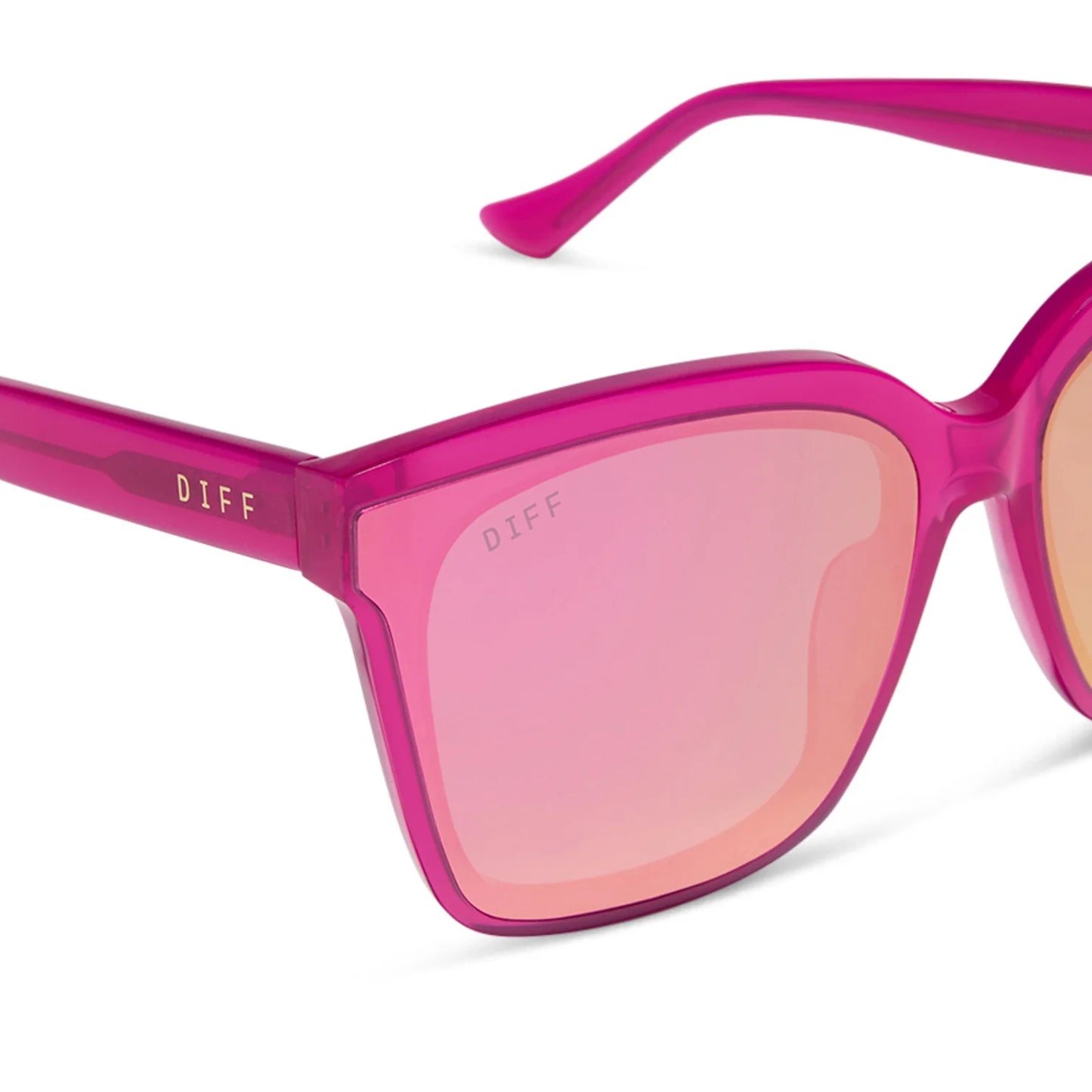 DIFF Eyewear - Meredith II - Bright Tulip Pink Mirror Sunglasses