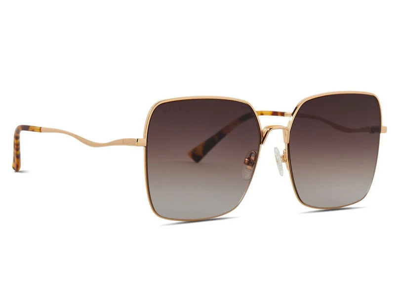 DIFF Eyewear - Clara - Gold Brown Gradient Lens Sunglasses