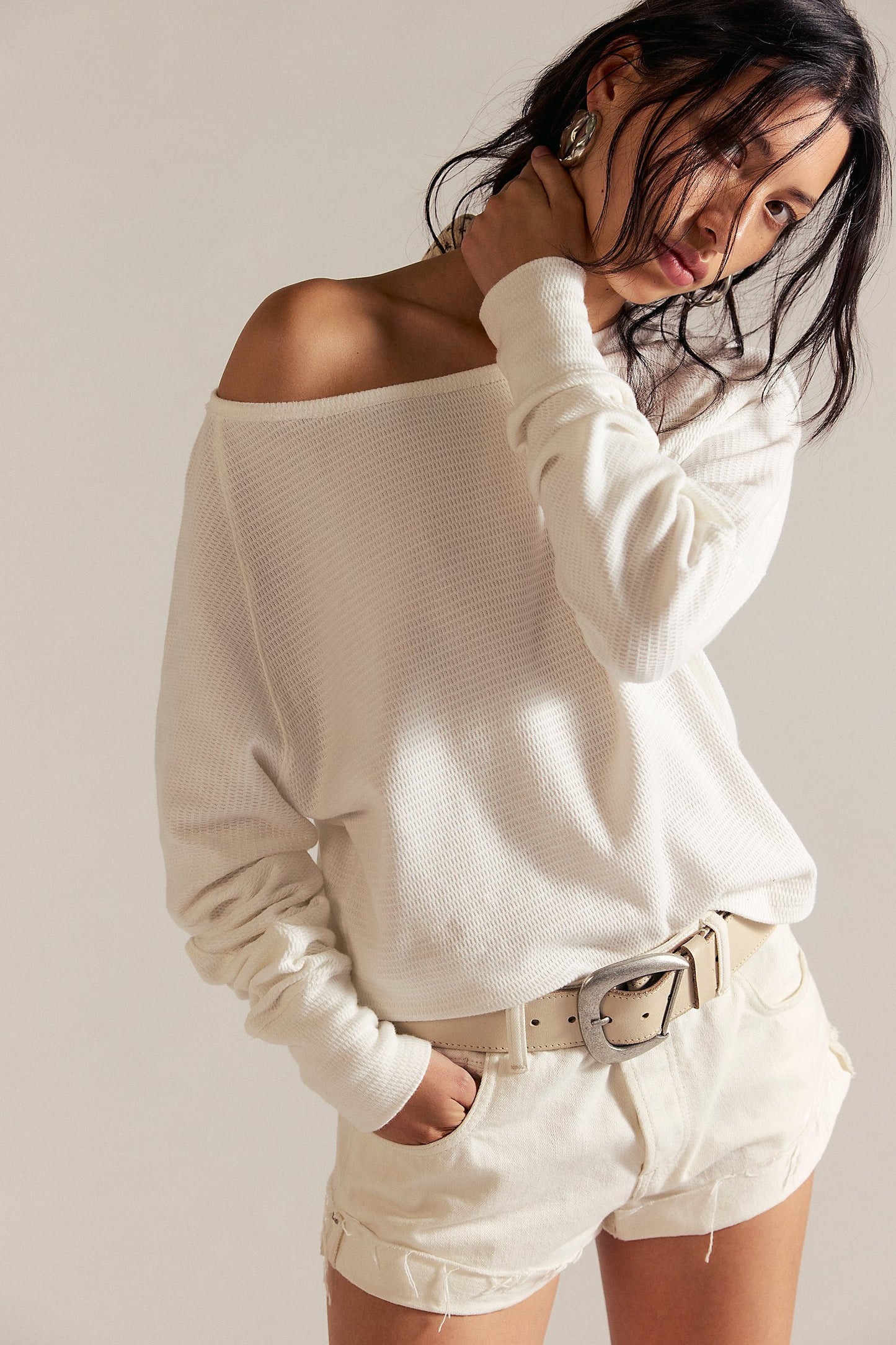 Free People Jess Long Sleeve Shirt - Clean Ivory