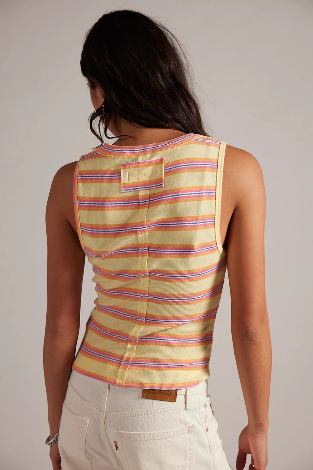 Free People Jamie Henley Striped Tank Top - Butter Yellow Combo