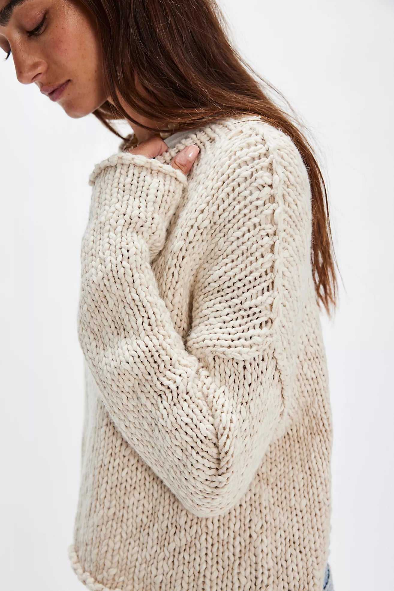 Free People Opal Rollneck Knit Sweater - Tea