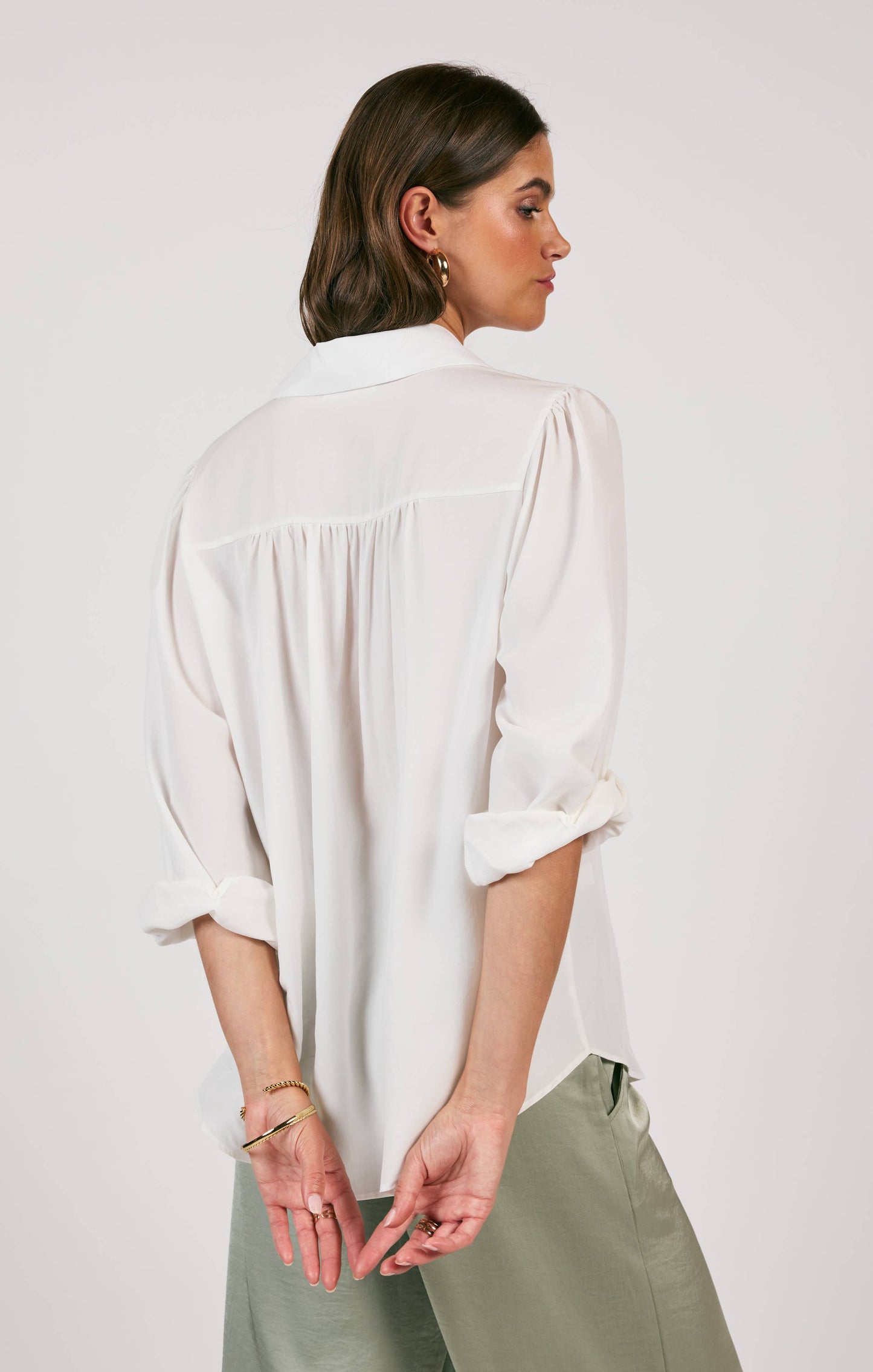 Stillness Yoked Splitcuff Buttondown Shirt - White