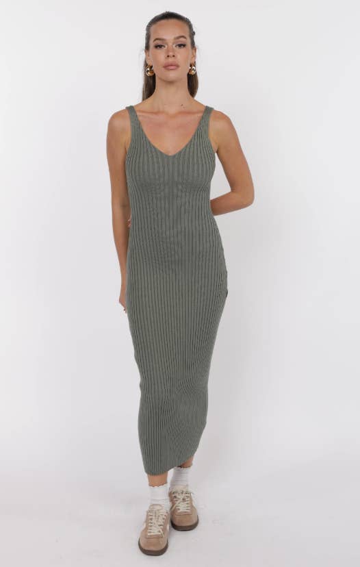 Gabi Sweater Top and Dress Set - Sage