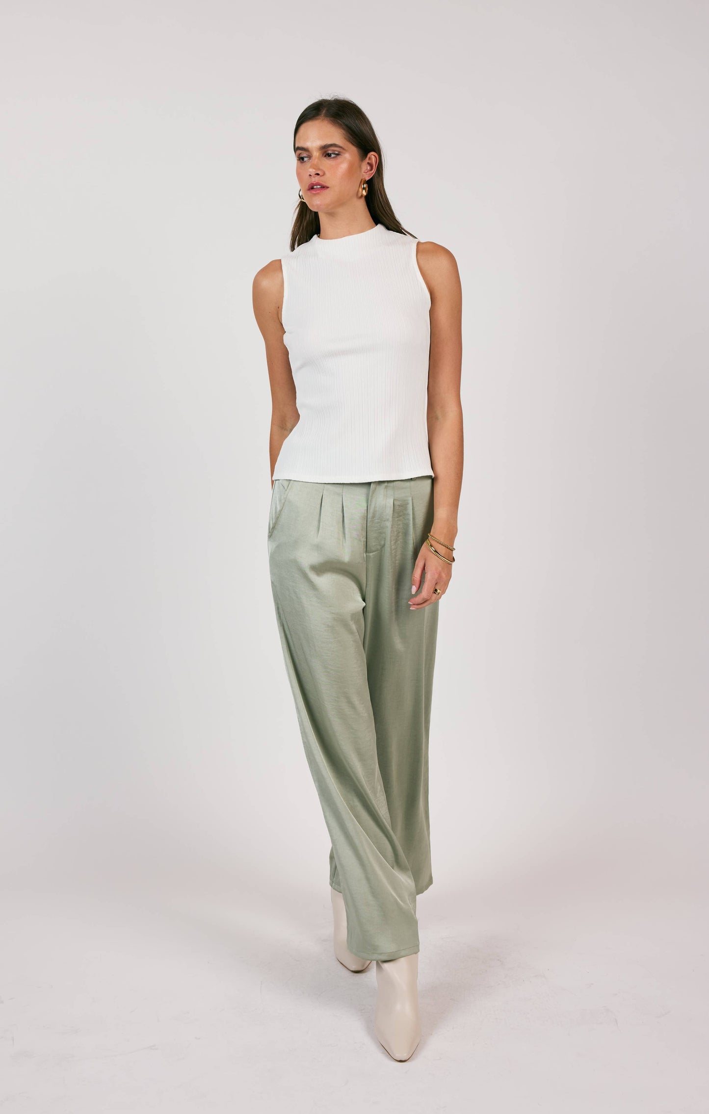 Take A Walk Mockneck Tank - Off White