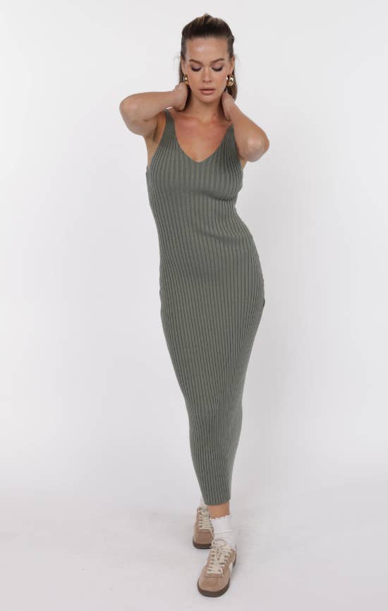 Gabi Sweater Top and Dress Set - Sage
