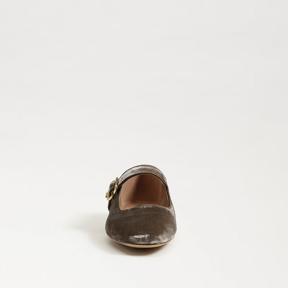 Sam Edelman Michaela Mary Jane Flat - Dark Silver Sage Velvet
