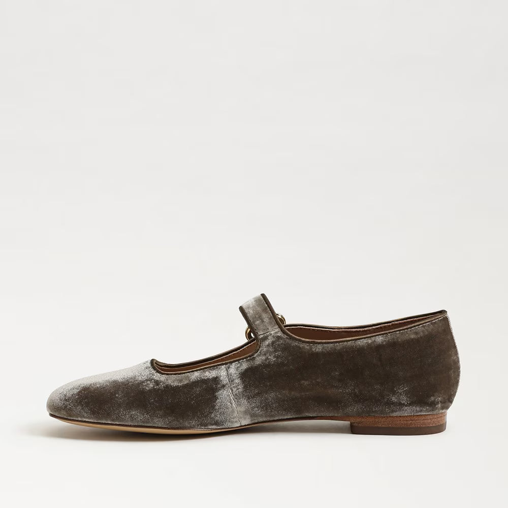 Sam Edelman Michaela Mary Jane Flat - Dark Silver Sage Velvet