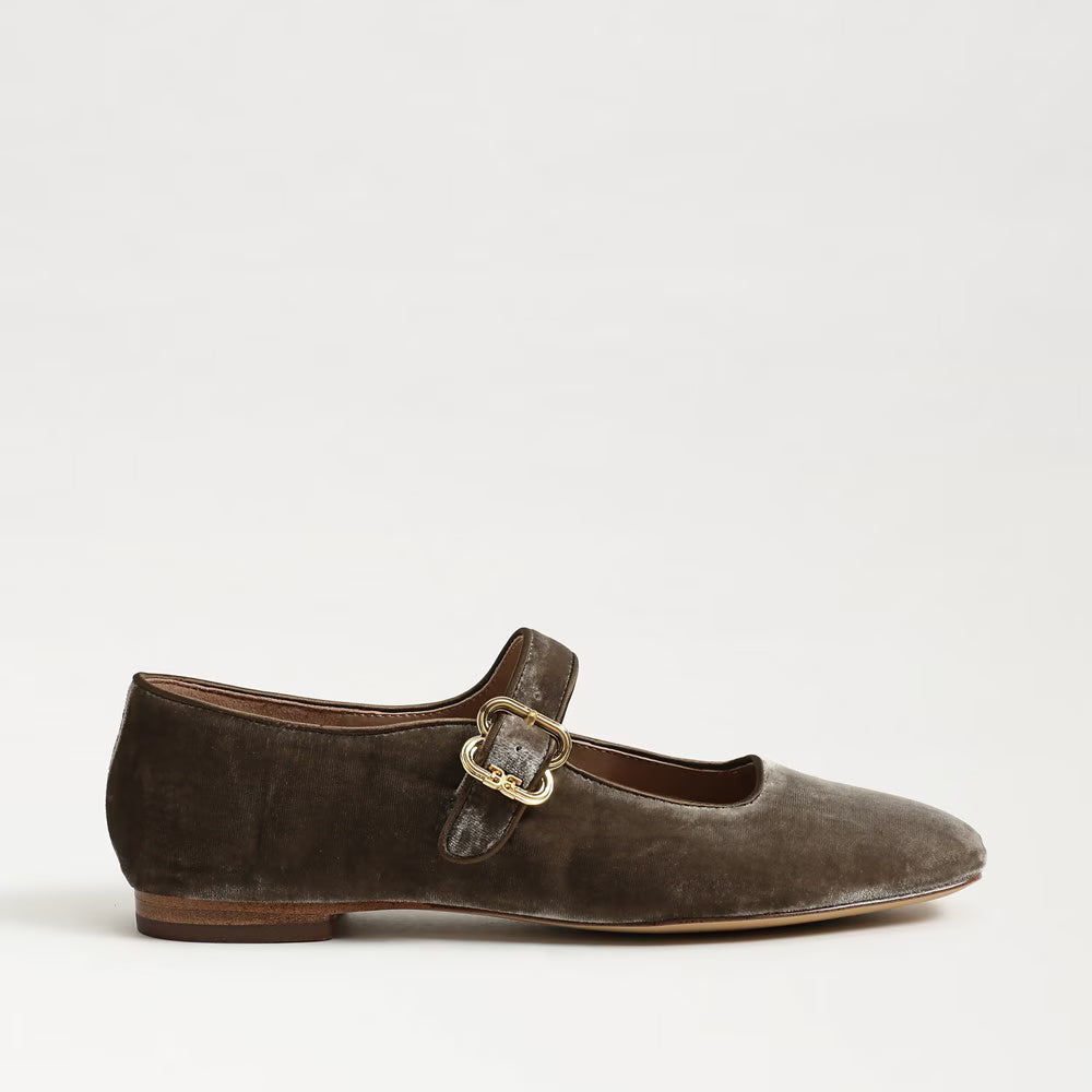 Sam Edelman Michaela Mary Jane Flat - Dark Silver Sage Velvet