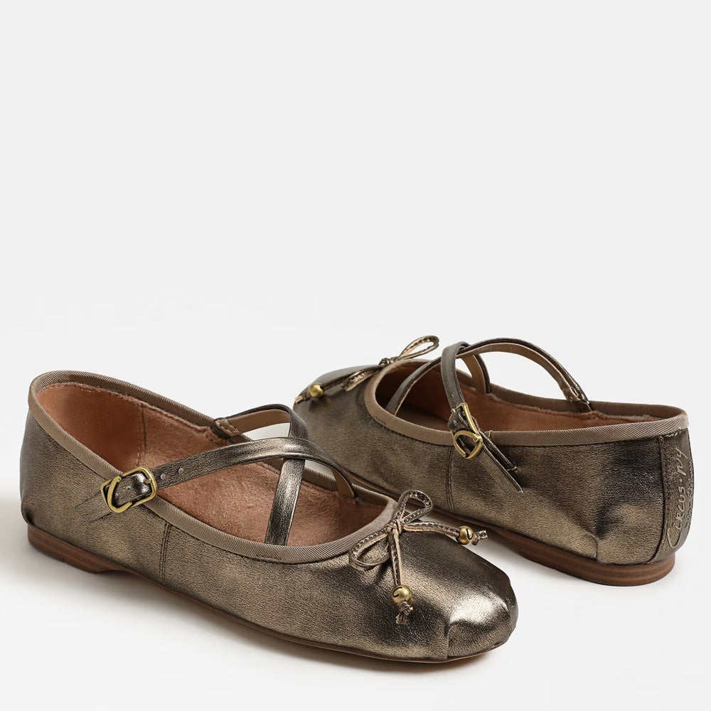 Zuri Strap Ballet Flat - Gilded Bronze Faux Leather