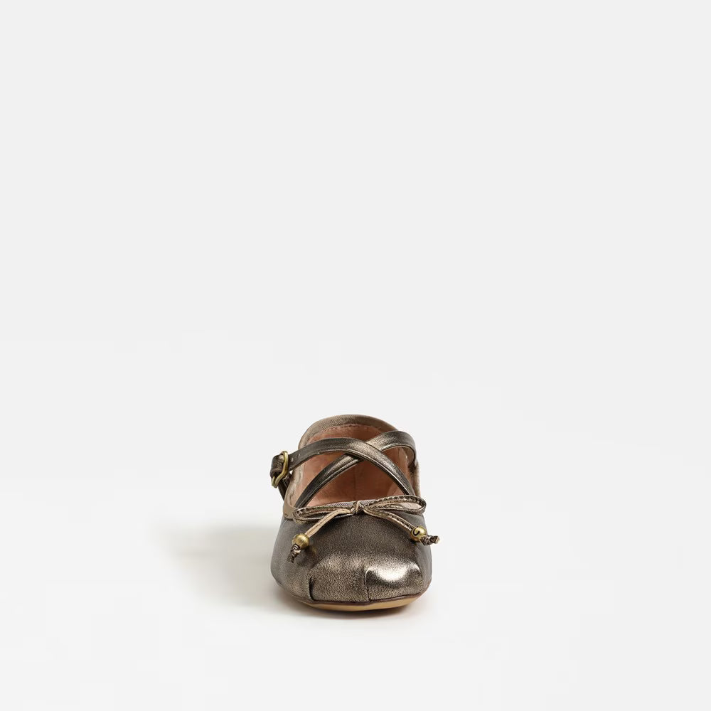 Zuri Strap Ballet Flat - Gilded Bronze Faux Leather